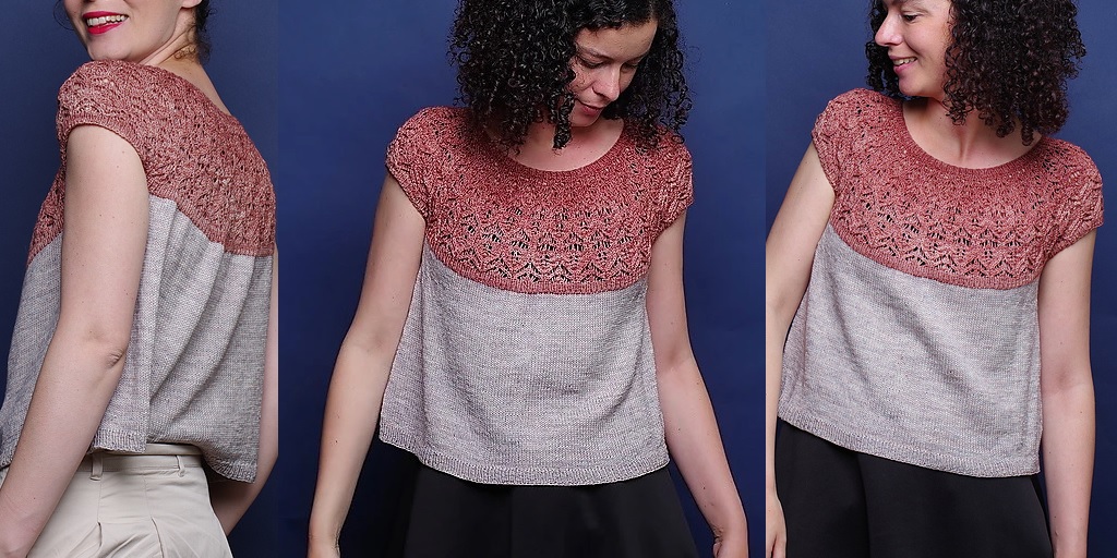 Топ с ажурной кокеткой Kentia Топ спицами на круглой кокетке