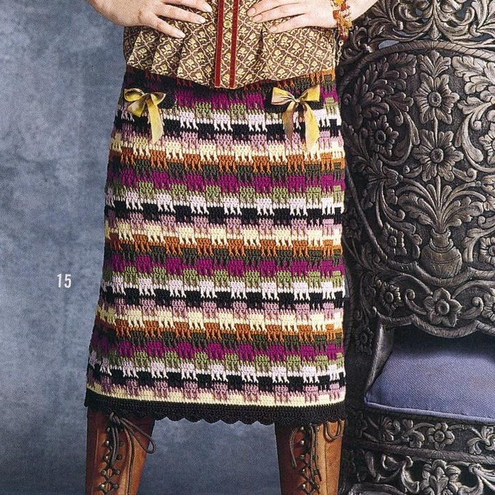 Юбка вязаная крючком из Vogue описание