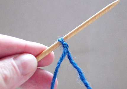 Выполнить слепой узел и поместить его на спицу