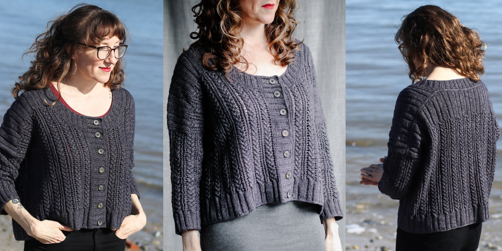 Ажурный кардиган с широкими планками LumaLee Ажурный кардиган свободного кроя, связанный спицами