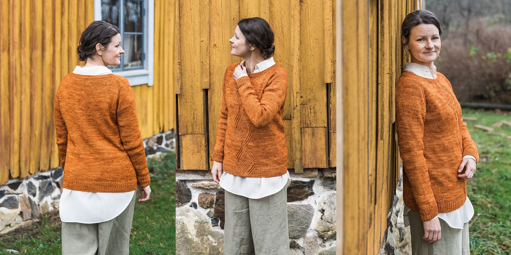 Свитер с узором по центру переда Querencia Свитер регланом сверху спицами