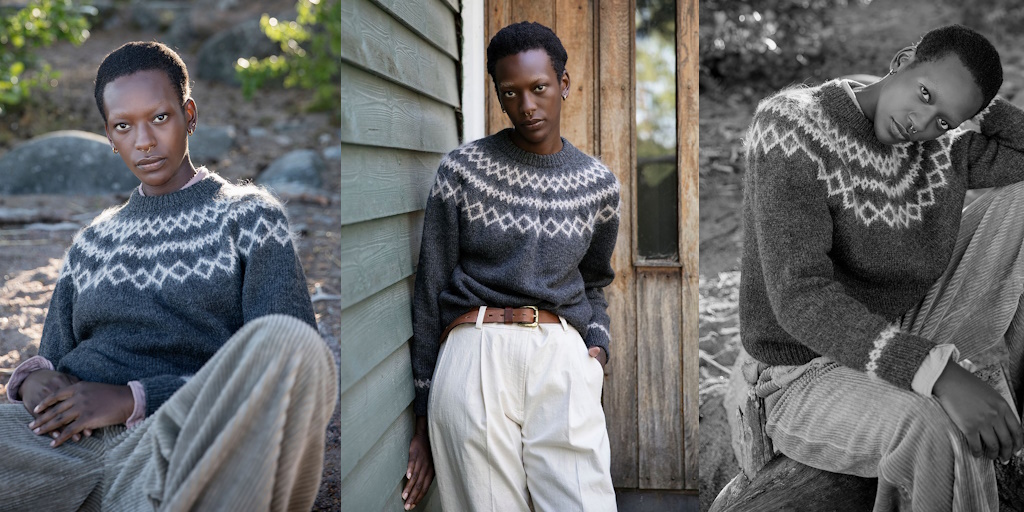 Пуловер с жаккардовой кокеткой Niveous Пуловер с круглой кокеткой спицами