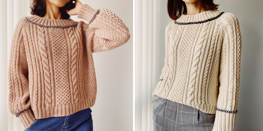 Пуловер с широким воротником Cavo Пуловер с широким воротником в двух вариантах, связанный спицами