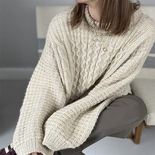 Объемное платье-свитер оверсайз с красивым узором  Waffle Loop Платье оверсайз в свободном стиле спицами