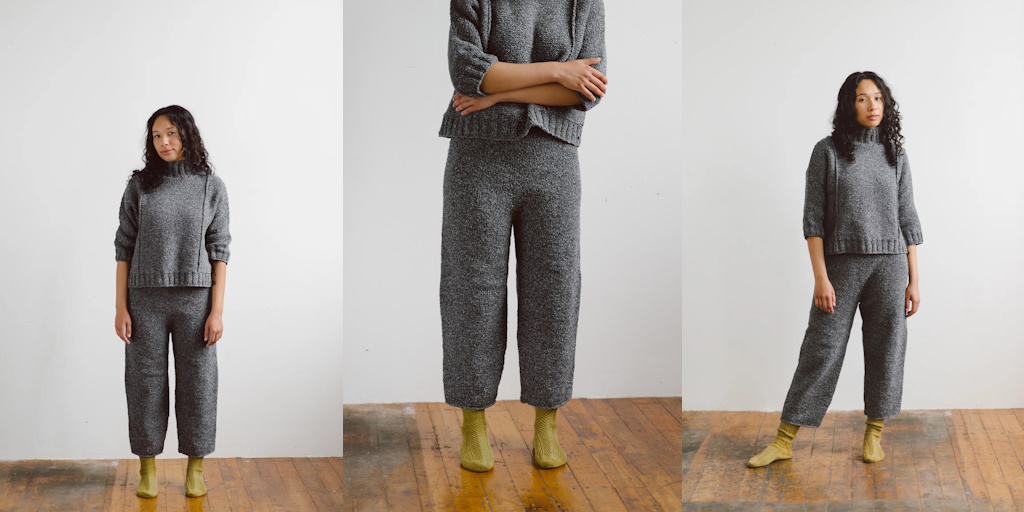 Вязаные домашние штаны спицами без швов Clemons Удобные штаны спицами