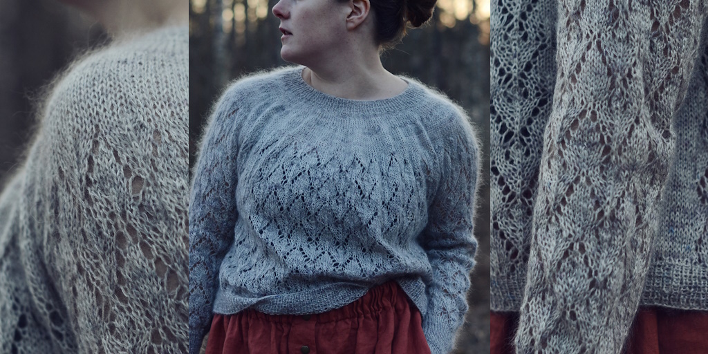 Ажурный пуловер с круглой кокеткой Old School Ажурный пуловер с круглой кокеткой спицами