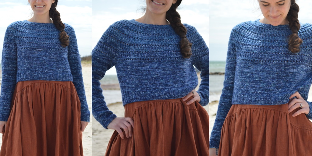 Укороченный пуловер с круглой кокеткой Wash Ashore Укороченный пуловер с круглой кокеткой спицами