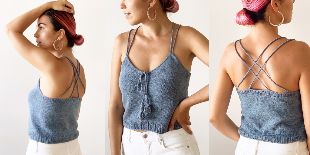 Топ на бретелях Boho Cami Женский топ на бретелях, связанный спицами