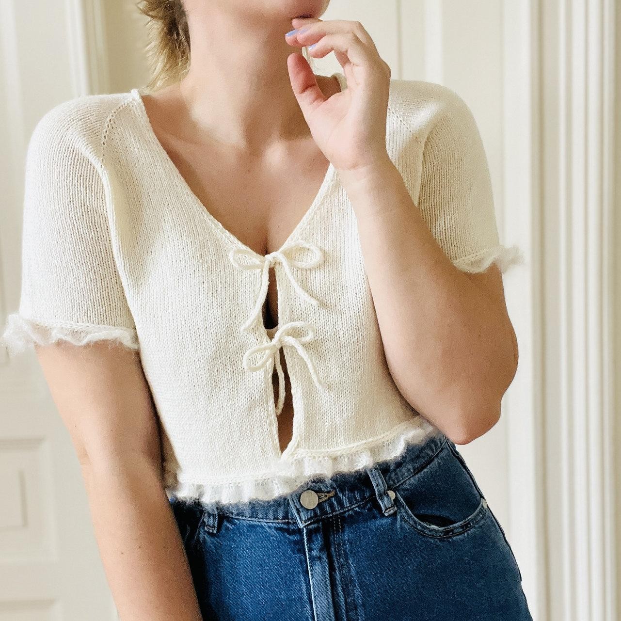 Вязаный топ на завязках спереди Margaret Tee Вязаный топ на завязках описание как связать