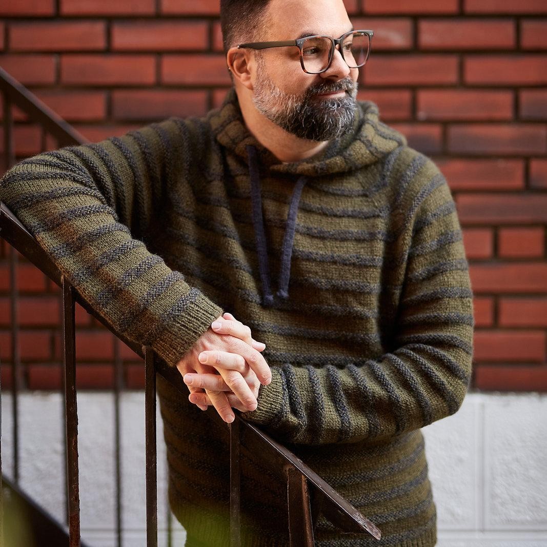 Мужской худи, вязаный спицами сверху вниз Stripetastic Hoodie Худи спицами для мужчин описание