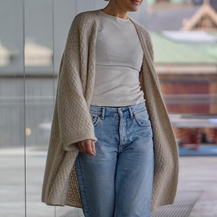 Вязаный спицами кардиган-кокон с японским плечом Honey Кардиган с японским плечом