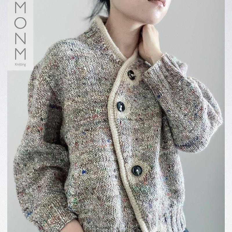 Эффектный кардиган с интересными деталями Patch, вязаный спицами сверху Эффектный кардиган спицами