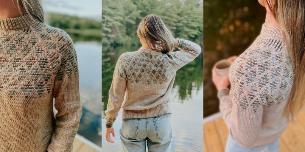 Пуловер реглан с жаккардовым узором спицами сверху Ali's Sweater