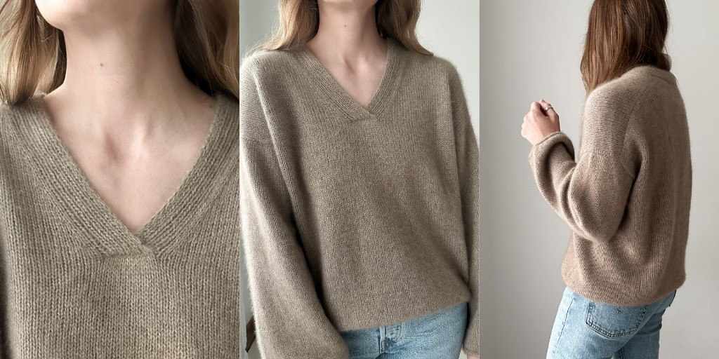 Пуловер с японским плечом Moon Set Элегантный пуловер спицами