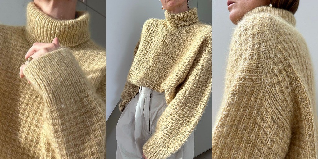 Свитер оверсайз Waffle Loop Roll Neck Стильный свитер с японским плечом