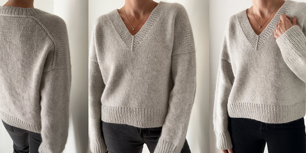 Пуловер с V вырезом Dartmoor Пуловер с V вырезом горловины, вязаный спицами сверху без швов