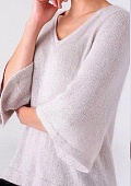 Вязание спицами пуловера с широкими рукавами и V вырезом горловины