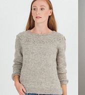 Пуловер с круглой кокеткой спицами