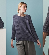 Свободный пуловер с интересным узором резинкой