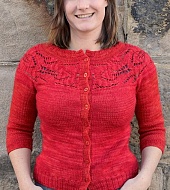 Вязание спицами для женщин кардигана с круглой кокеткой с описанием от Эмилли Вессел