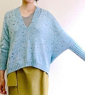 Пуловер с удлиненным регланом спицами