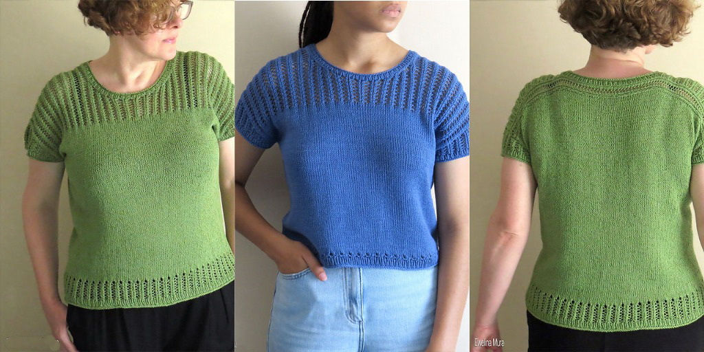 Легкий топ свободной посадки спицами сверху Summer in a Box Легкий топ свободной посадки вязаный спицами сверху вниз