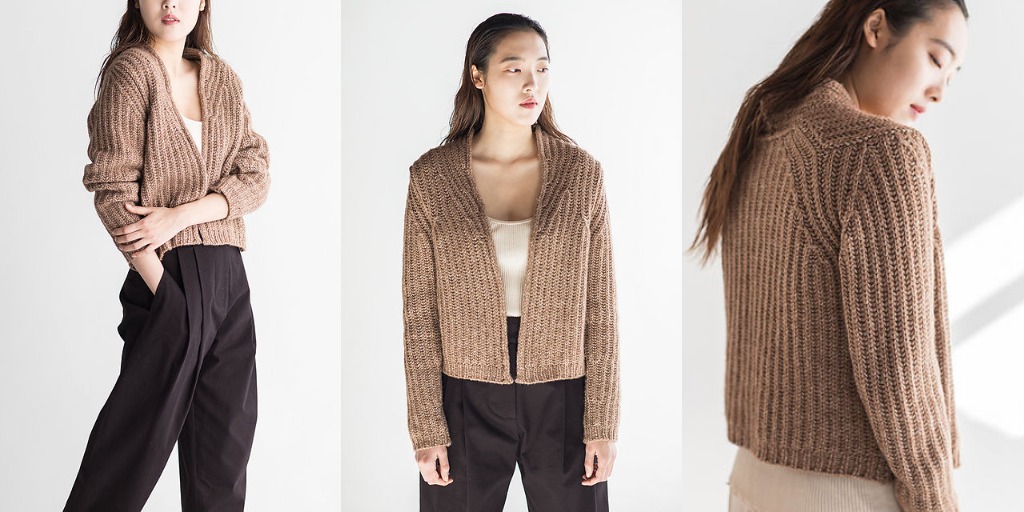 Стильный укороченный кардиган спицами Mandel Кардиган спицами