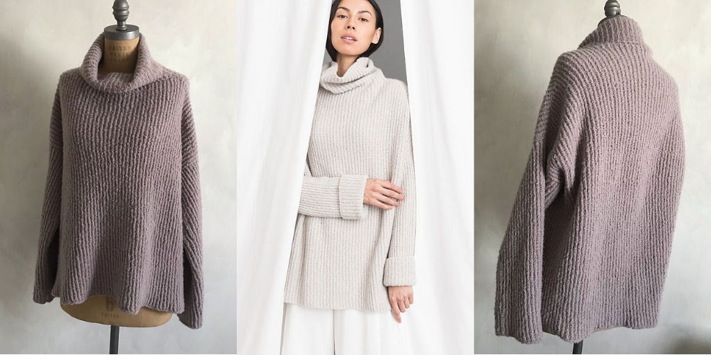 Свитер оверсайз скрещенной резинкой с высоким воротом Skal Свитер скрещенной резинкой с высоким воротом спицами с описанием