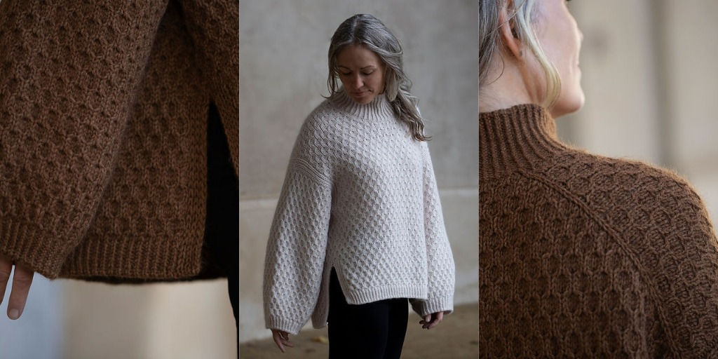 Свитер оверсайз со спущенным японским плечом и высоким воротом Smilla Свитер спицами