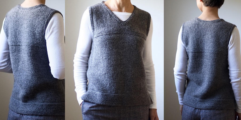 Жилет спицами Prado Жилет спицами с кокеткой, вязаной поперек