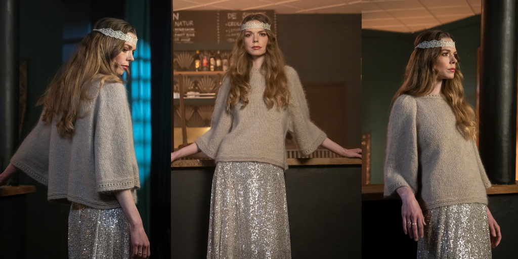 Пуловер с глубокой проймой спицами одной деталью Diva Пуловер с глубокой проймой спицами