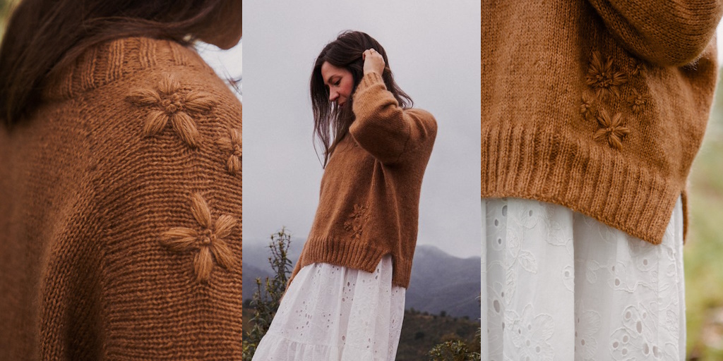 Пуловер с вышивкой Room to Bloom Пуловер с вышивкой спицами