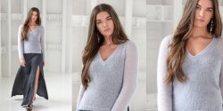 Пуловер из мохера спицами для женщин с описанием