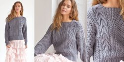 Широкий свитер спицами модная модель 2018 года от Ким Харгривз