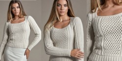 Женский пуловер вязаный спицами схема и описание