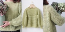 Лёгкий ажурный пуловер спицами