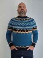 Вязаный спицами пуловер с жаккардовой кокеткой