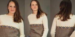 Вязаный текстурный пуловер с косами