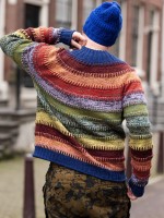 Мужской полосатый пуловер спицами