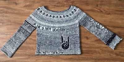 Женский жаккардовый пуловер спицами