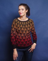 Женский пуловер спицами с жаккардовым узором
