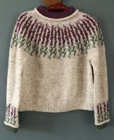 Вязаный пуловер спицами с круглой кокеткой