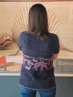 Вязаный пуловер со скелетами динозавров