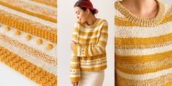 Женский текстурный пуловер спицами