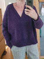 Бесшовный женский оверсайз пуловер спицами