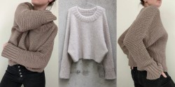 Вязаный поперек пуловер спицами