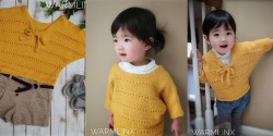 Детский пуловер с рукавами-доломан, связанный спицами