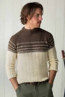 Стильный мужской пуловер с косами спицами