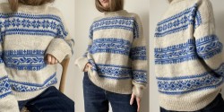 Пуловер с полосами жаккардового узора 