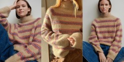 Стильный свитер в полоску спицами